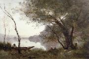 Jean Baptiste Camille  Corot THe boatman of mortefontaine oil painting artist